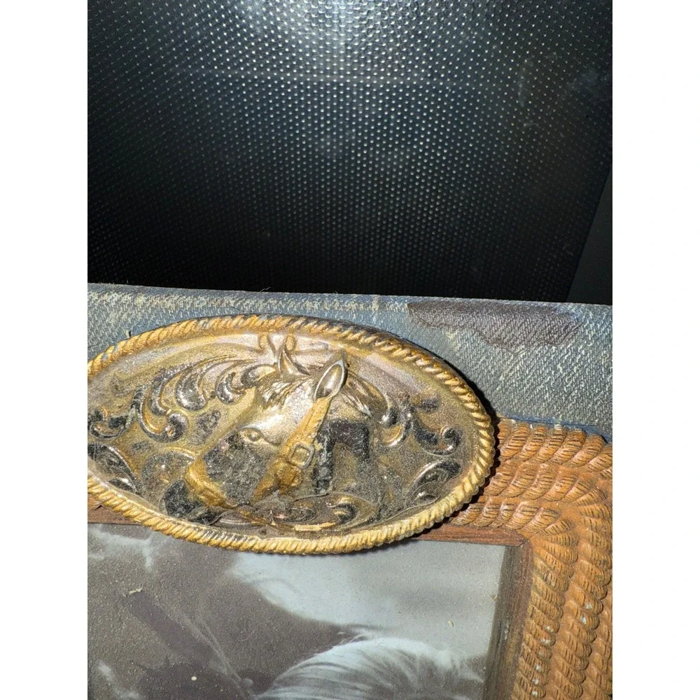 Rainbow Inc Western Horse Belt Buckle Lasso‎ Rope 4x6 Photo Frame Blue RA9319